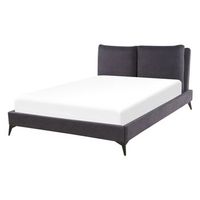 cama con somier de chenilla gris oscuro 140 x 200 cm base de listones doble moderno melle