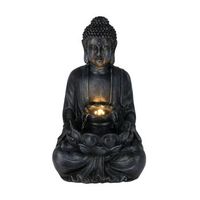 fuente buda en color negro con luces led para espacio exterior 285x245x48cm