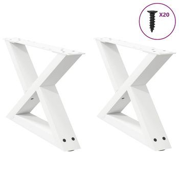 Patas Para Mesa De Centro (2 Unidades), Color Blanco, 60 X (30-31,3) Cm, Acero Vidaxl