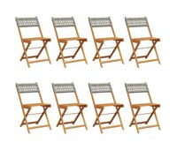 vidaxl sillas de jardin plegables 8 uds madera maciza y ratan pe gris