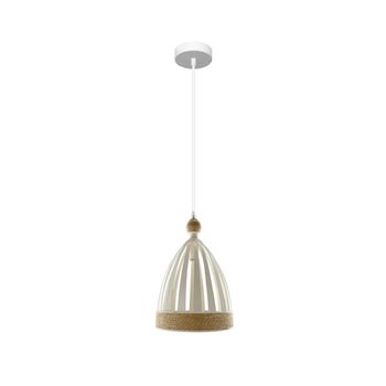 FABRILAMP Lámpara de techo colgante Portofino 1xe14 Blanco/haya Regx20x20cm