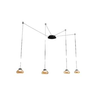 Lámpara Colgante Led Arabella De Metal Y Cristal Soplado Ámbar 3547-49-125 Fabas Luce