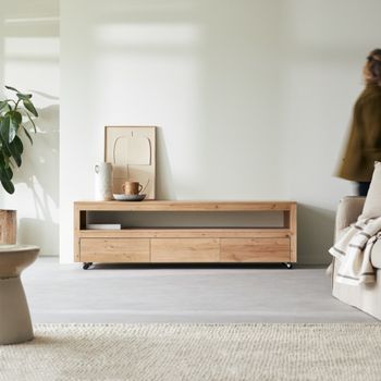 Mueble de tv de roble macizo con nudos 180 cm