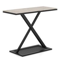 costway mesa consola con encimera de marmol artificial marco metalico almohadillas ajustables 100 x 40 x 775 cm blanco y negro
