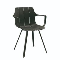 silla moderna en polipropileno negro con reposabrazos