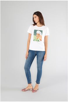 camiseta manga corta y estampado purpurina white