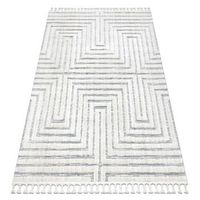 alfombra sevilla z788a laberinto griego blanco  gris franjas bereber 140x190 cm