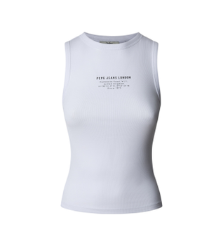 Pepe Jeans para mujer. PL506032 Camiseta Viv blanco (S), Casual, Algodón, Sin mangas / Tirantes