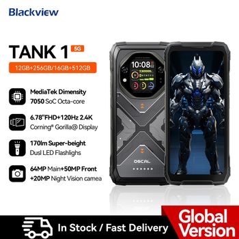 Blackview OSCAL TANK 1 Smartphone resistente 5G, 20000 mAh/55 W, pantalla FHD + 120 Hz de 6,78