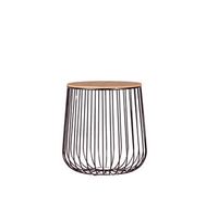 mesa auxiliar en madera de fresno y acero lacado 39x39x42cm - negro