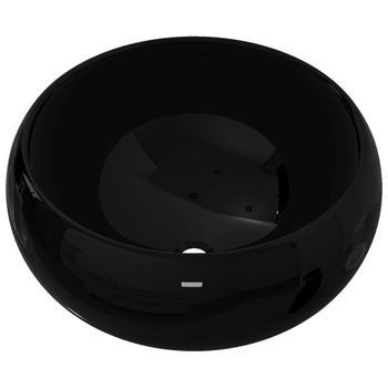 Lavabo Redondo De Cerámica Negro 40x15 Cm Vidaxl
