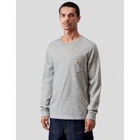carhartt camiseta manga larga camiseta pocket ls tee grey heather para hombre