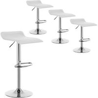 juego de 4 taburetes de bar de piel sintetica giratorios de altura ajustable blancos
