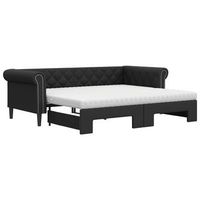 sofa cama nido con colchon cuero sintetico negro 90x200 cm
