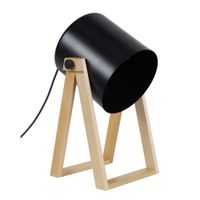 lampara de mesa madera natural pantalla negro