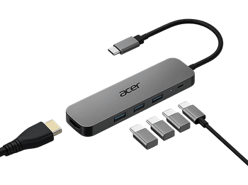 Docking station - Acer Dongle 5 puertos en1, USB Type-C, Plata