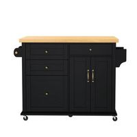 isla de cocina movil - mesa de comedor extensible - carrito de cocina - para el comedor - negro