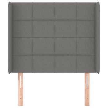 Cabecero Cama Mueble De Dormitorio Con Orejas De Tela Oscuro 83 X 16 X 118/128 Cm Gris M02_0003380