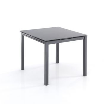 Mesa extensible de cristal templado gris cm. Al.75 x l.90 x p.90