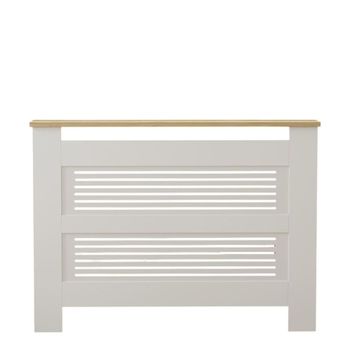 Mueble tapa radiador l112 cm - roble y blanco