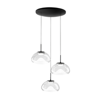brena - fabas luce lampara colgante circular de 3 luces - led regulable de 30 w - floron redondo transparente de 35 cm de diametro