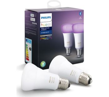 PHILIPS Hue White & Colour Ambiance Bluetooth LED Bulb - E27, Twin Pack, White