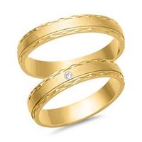alianzas 14 quilates oro amarillo con diamante