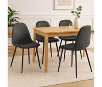 conjunto de 4 sillas de comedor napier simil cuero negro 51x44x88 cm