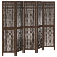 biombo separador de 5 paneles madera paulownia marron oscuro vidaxl