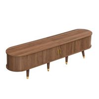 conjunto de muebles de salon 3 piezas mesa de centro elevable ovalada mueble de tv y aparador mdf nogal