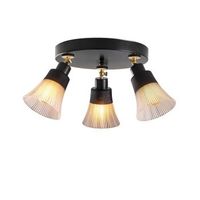 lampara de techo foca-n-121 negro metal vidrio madera diametro 48x23 cm