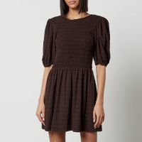 ganni check pattern seersucker mini dress - eu 38uk 10