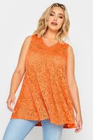 yours top naranja troquelado mujer curvy y tallas grandes yours