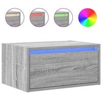 mesita de noche de pared - mesilla de noche flotante con luces led gris sonoma mc7829
