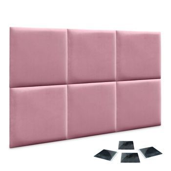 Dhome Juego De 6 Paneles Tapizados De Terciopelo Premium Pack Autoadhesivos Para Pared Acústicos Absorbentes Protección Impactos (rosa, 50x50cm, X6)