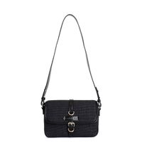 bolso bandolera con solapa de paja black taglia unica