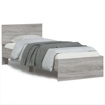 Cama Con Cabecero Madera De Ingeniería Gris Sonoma 90x200 Cm Vidaxl