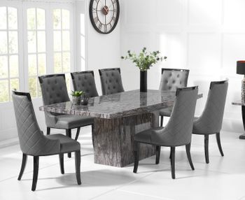 Crema 220cm Grey Marble Dining Table with Angelica Chairs