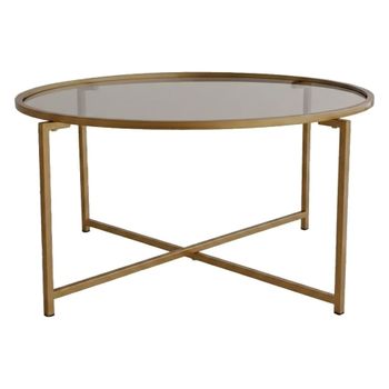 Mesa de centro de metal dorado 83x83x40h cm