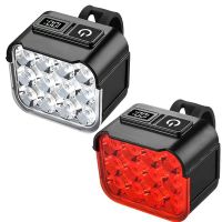 kit de luz delantera de bicicleta bikight con tarjeta recargable pantalla digital alta luminosidad 12 leds luz para