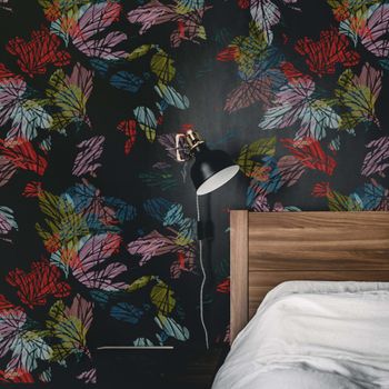 Papel pintado panorámico con motivos abstractos de hojas, ne