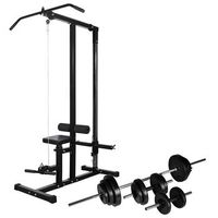 maquina musculacion power tower con pesas y mancuernas 305 kg vidaxl