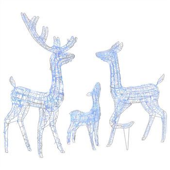 Familia De Renos De Navidad Acrílico 300 Leds Azules