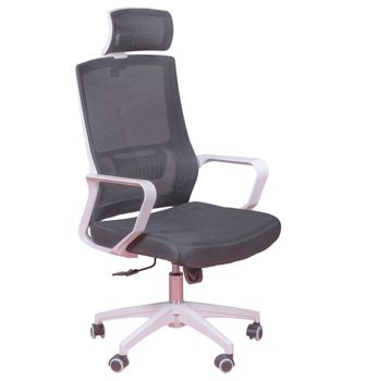 Silla de escritorio ergonómica con reposacabeza, negro