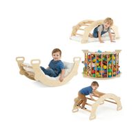 costway arco de escalada infantil con cojin escalera montessori 3 en 1 para trepar juguete de madera para ninos gimnasio de escalada natural