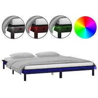 estructura de cama doble con led madera maciza negra 120x190 cm vidaxl