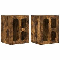 pack 2 uds mesita de noche  armario de noche  mesa de noche roble ahumado 40 x 35 x 50 cm
