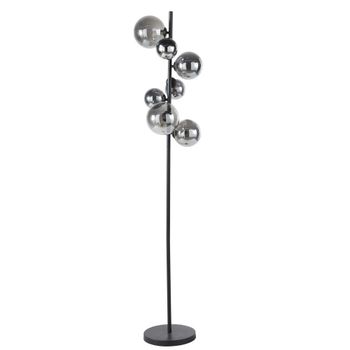 Lámpara de pie de acero negro y 7 globos de cristal Alt. 155 cm
