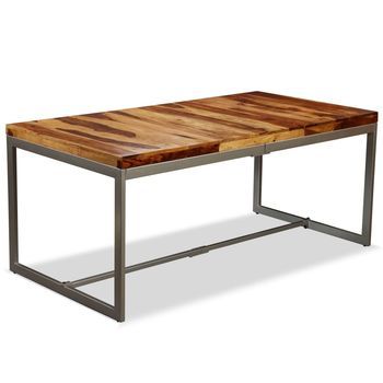 Mesa De Comedor De Madera Maciza De Sheesham Y Acero 180 Cm