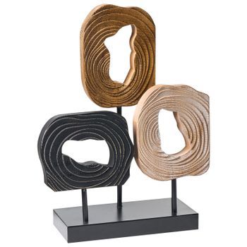 Figurita Decorativa Moderna Base De Hierro Madera De Abeto Forma Irregular Accesorio Artesanal Multicolor Fairmont